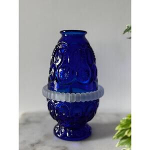 Weishar | Fairy Lamp | Vintage Moon & Stars Cobalt Blue Pressed Glass